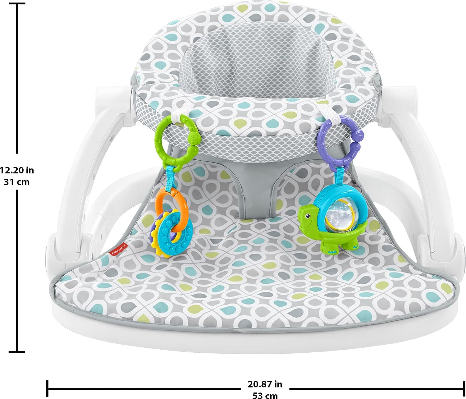 Fisher-Price Portable Baby Chair, Sit-Me-Up Floor Seat with 2 Removable Toys & Washable Seat Pad, Honeycomb [ Exclusive] - Image 6